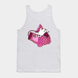 Cat and Pink Koinobori Tank Top